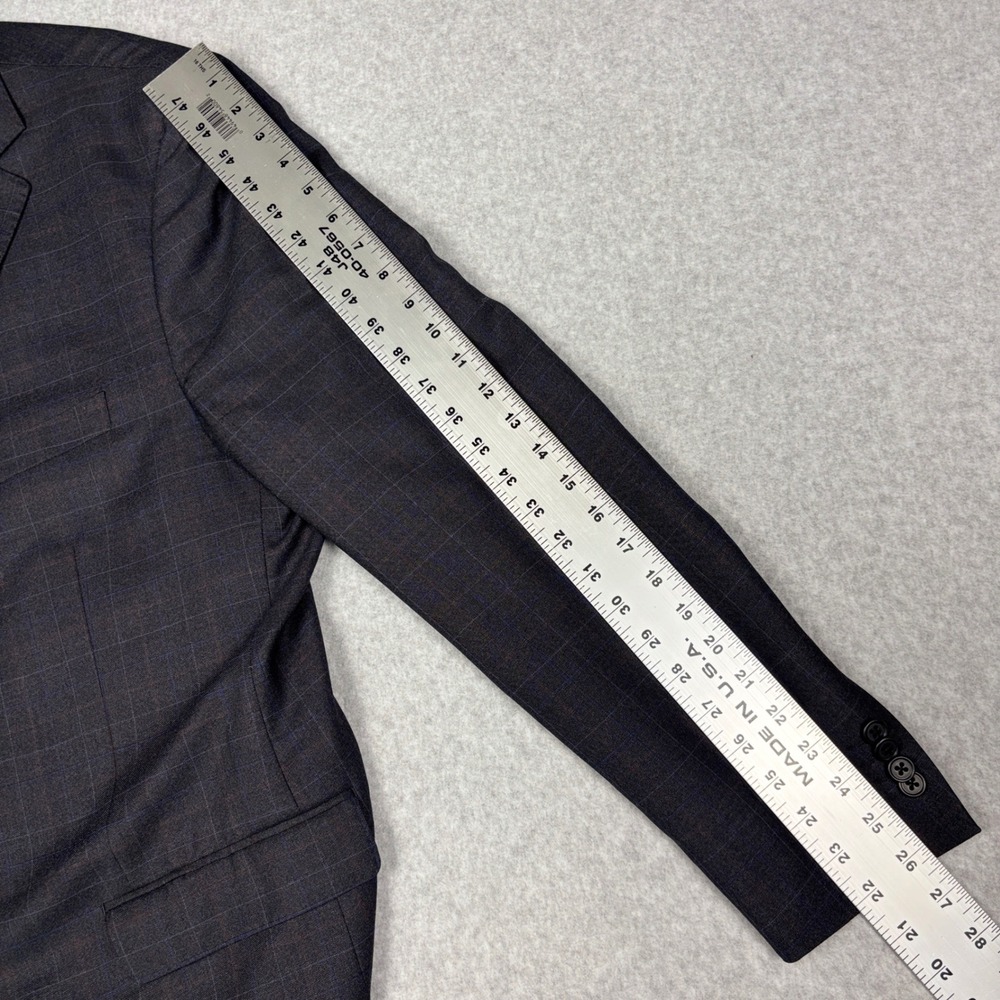 Paul Betenly Blazer 52R Windowpane Plaid Charcoal Wool Lanificio Filarte - Picture 12 of 15